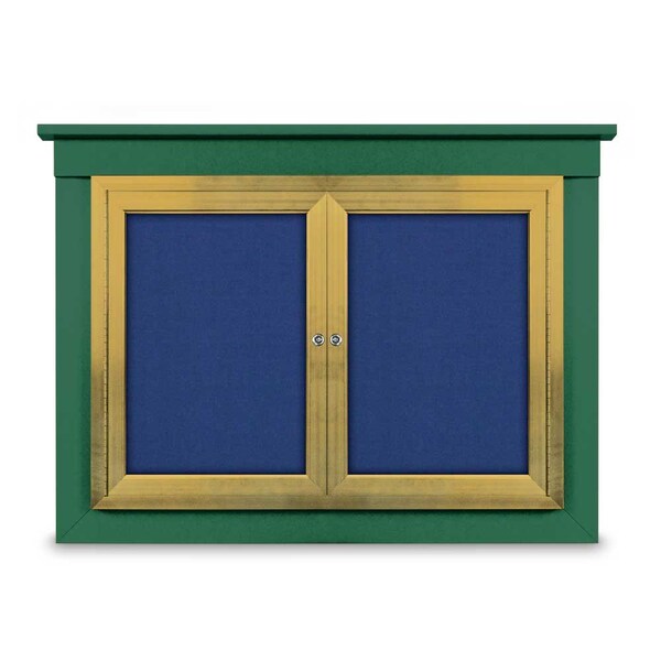 48"x36" 2-Door Enclosed Outdoor Letterboard, Hdr, Green Felt/Black